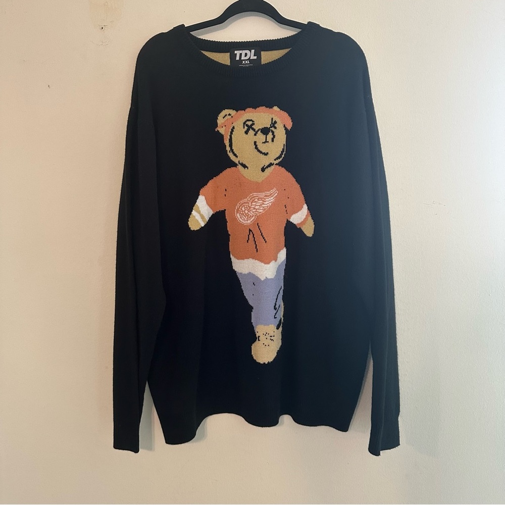 Black Sweater with Bear Design
